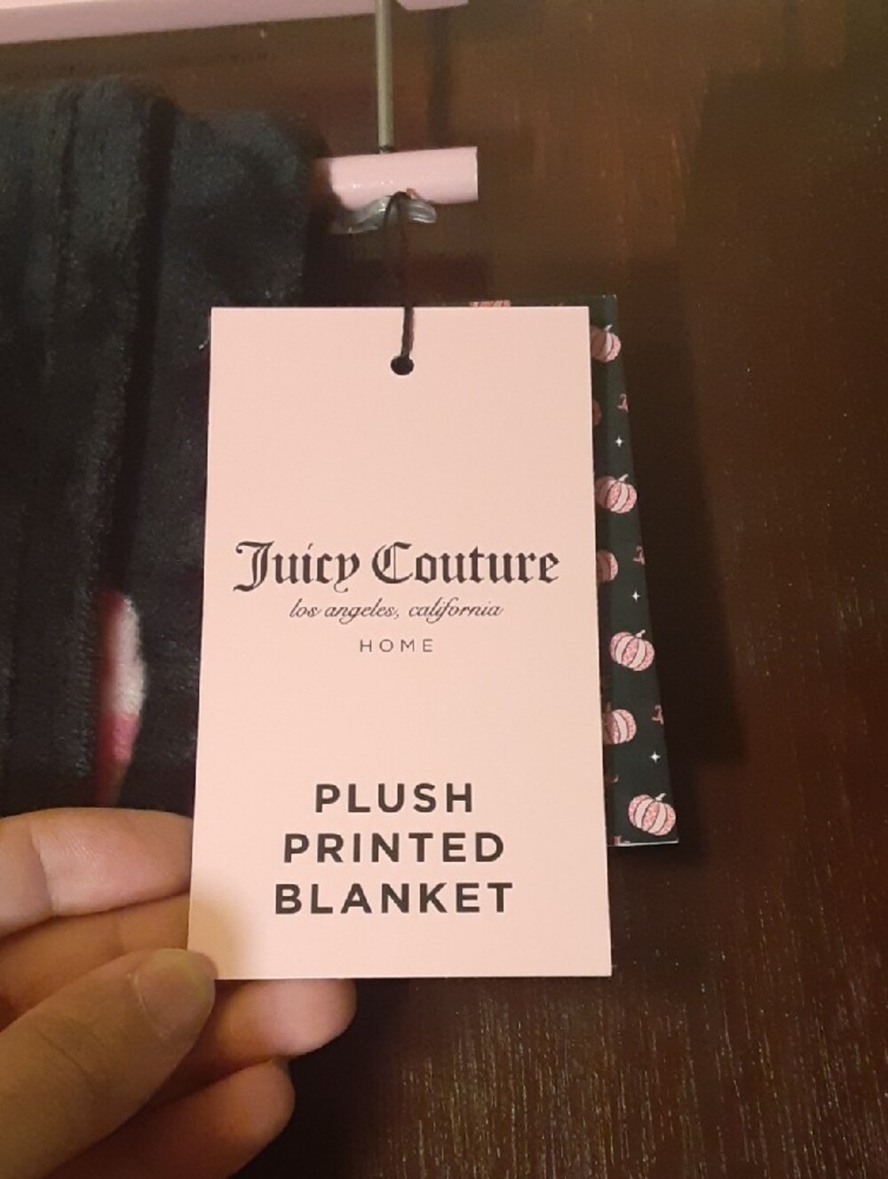 Twin Juicy Couture Black Plush Throw with Pink Pumpkin Motif - Picture 5 of 7